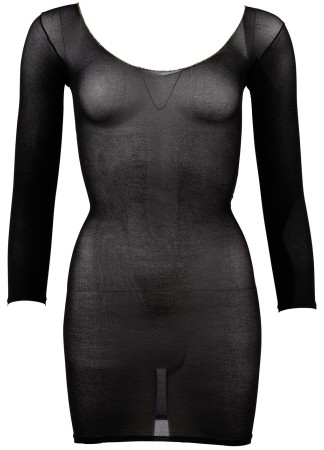 Robe en résille noire transparente, manches longues - R27138101101