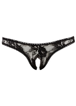 String ouvert à l'entre-jambe en dentelle noire - R2320002