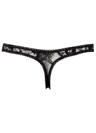 String ouvert à l'entre-jambe en dentelle noire - R2320002