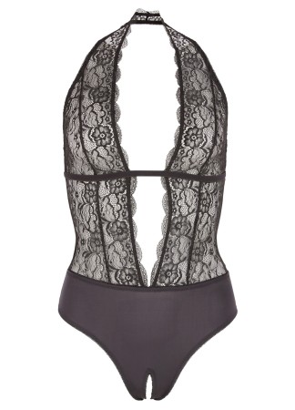 Body en dentelle noire, ouvert à l'entrejambe - R2641399