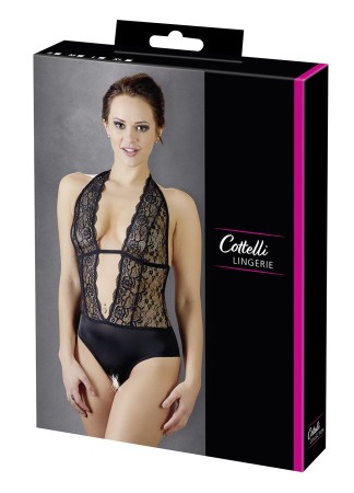 Body en dentelle noire, ouvert à l'entrejambe - R2641399