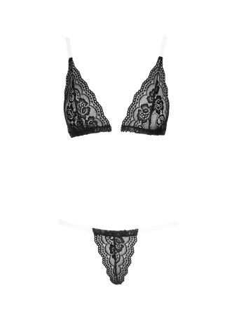 Soutien-gorge dentelle avec bretelles transparente et string - R2213796