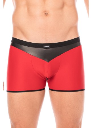 Boxer rouge simili cuir brillant - LM2001-67RED