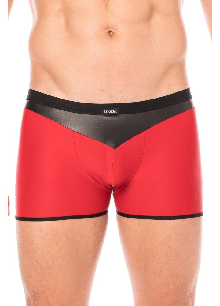 Boxer rouge simili cuir brillant - LM2001-67RED