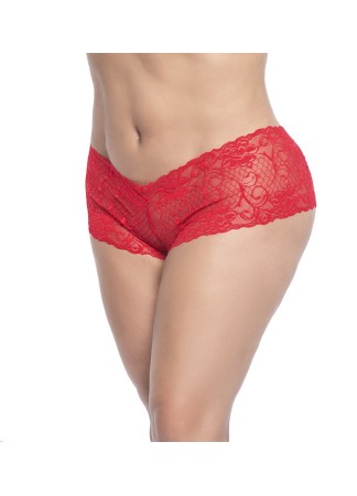 Shorty en dentelle rouge grande taille - MAL90XRED