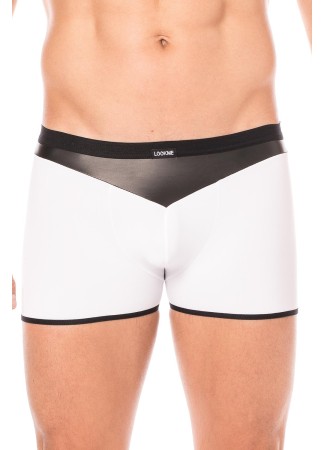 Boxer blanc simili cuir brillant - LM2001-67WHT