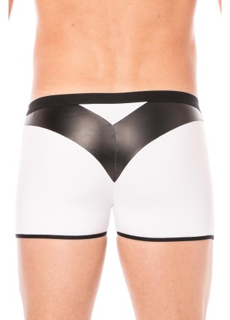 Boxer blanc simili cuir brillant - LM2001-67WHT