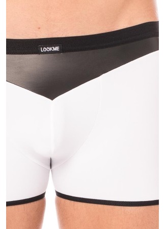 Boxer blanc simili cuir brillant - LM2001-67WHT