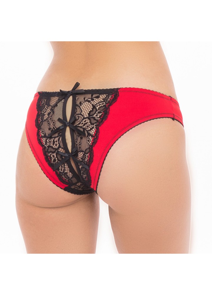 Culotte ouverte noir et rouge - REN1157-RED