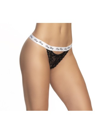 Culotte dentelle noir avec ceinture blanche imprimé - MAL118BKW