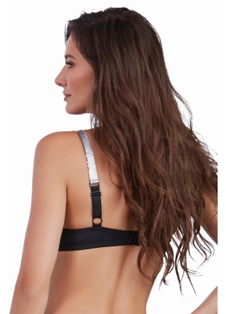 Soutien-gorge push-up coqué avec bretelles brillantes - DG11471BLK