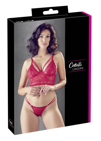 Ensemble deux pièces rouge avec son soutien-gorge et son string à lanières - OR2213630RED