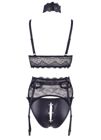 Ensemble soutien-gorge, porte jarretelles et culotte noir sexy - OR2213346BLK