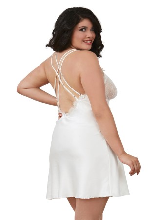 Nuisette grande taille satinée blanc - DG12028XWHT