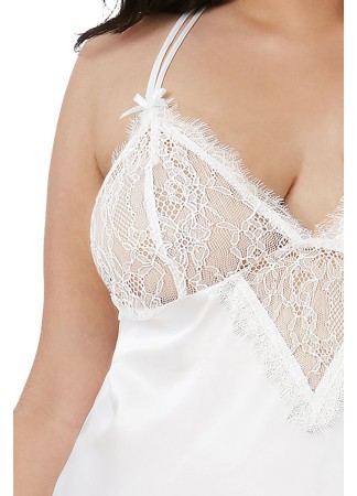 Nuisette grande taille satinée blanc - DG12028XWHT