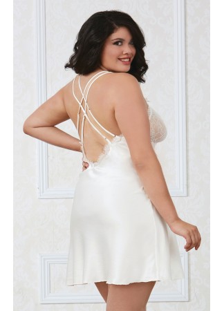 Nuisette grande taille satinée blanc - DG12028XWHT