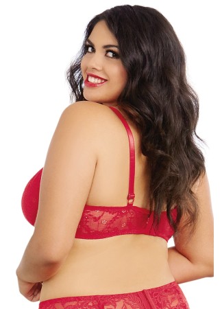 Soutien-gorge rouge grande taille demi-bonnets seins nus avec armatures - DG9386XRED