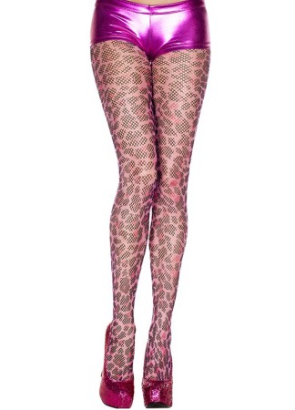 Collant fantaisie résille rose motif guépard - MH694HCH