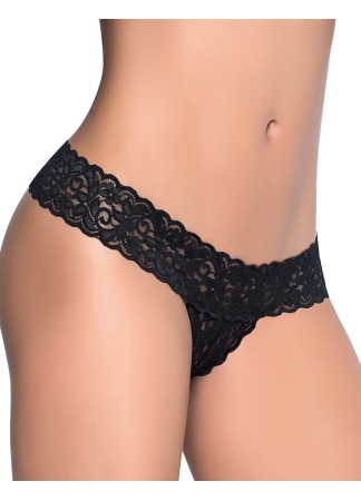 String ouvert brésilien noir en dentelle - MAL99BLK