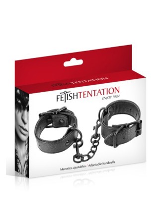 Menottes simili cuir noir ajustables Fetish Tentation - CC570407