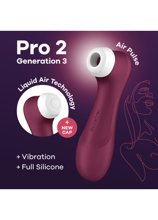 Stimulateur de clitoris 2 embouts avec techonologie Liquid Air Pro 2 Generation 3 rouge USB Satisfyer - CC597814