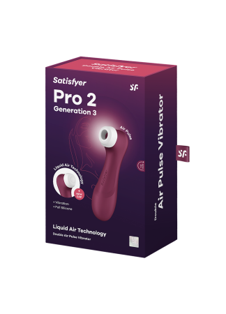 Stimulateur de clitoris 2 embouts avec techonologie Liquid Air Pro 2 Generation 3 rouge USB Satisfyer - CC597814