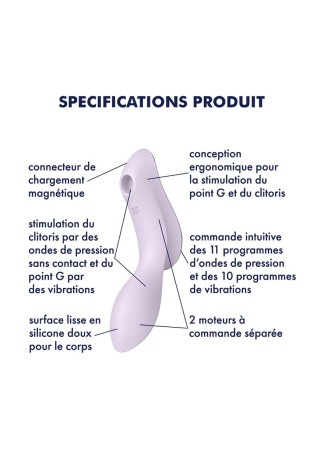 2 en 1 Vibromasseur et stimulateur de clitoris USB violet Curvy Trinity 2 Satisfyer - CC597788