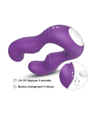 Vibromasseur Violet en forme de U double tête stimulateur point G - USK-V07PUR