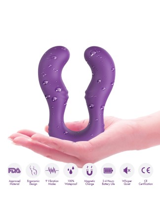 Vibromasseur Violet en forme de U double tête stimulateur point G - USK-V07PUR