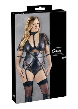 Body bondage noir et dentelle grande taille - OR2642611BLK