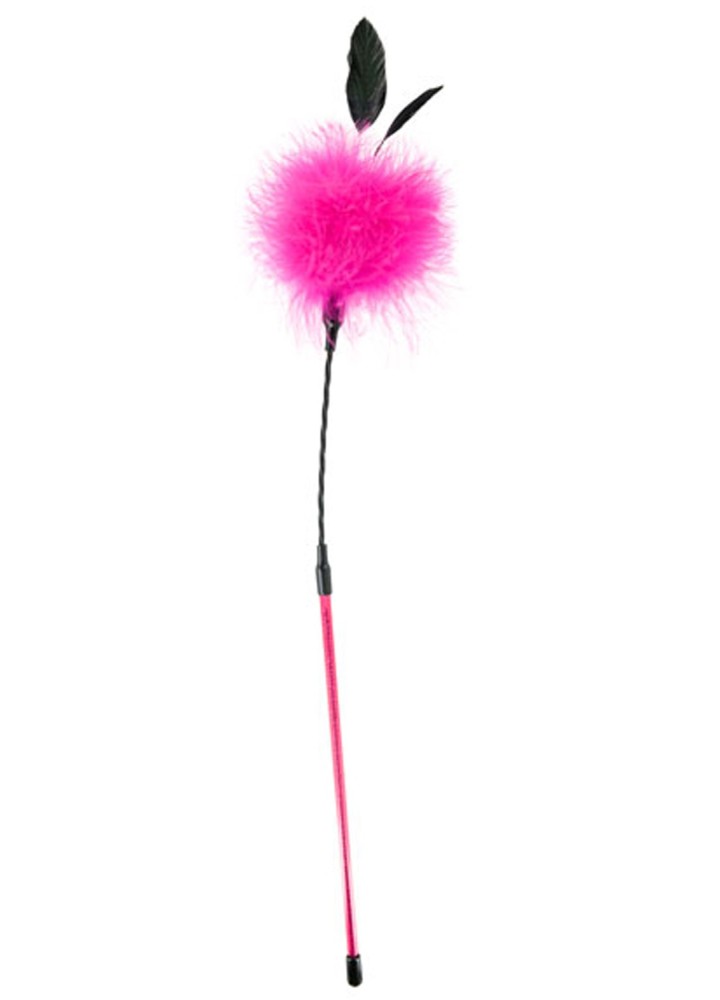 Cravache pompon rose avec petites plumes - CC570079