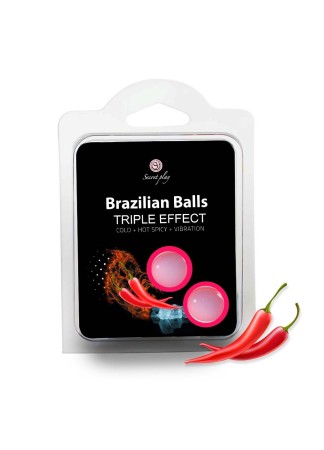 2 boules de massage brésiliennes triple effet froid, chaud et vibration - BZ3699