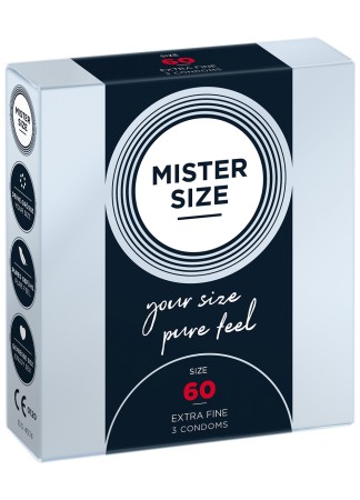 Boite de 3 préservatifs latex avec réservoir, 7 tailles disponibles Mister Size - MS03