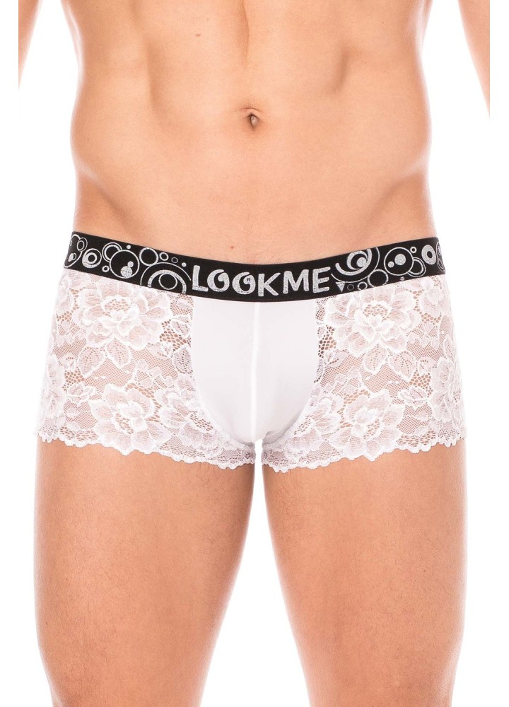 Boxer blanc en dentelle délicate - LM2006-67WHT