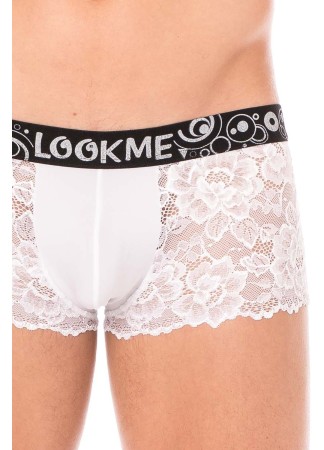 Boxer blanc en dentelle délicate - LM2006-67WHT