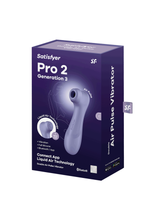 Stimulateur de clitoris 2 embouts Connecté avec technologie Liquid air Pro 2 Generation 3 violet USB Satisfyer - CC597815