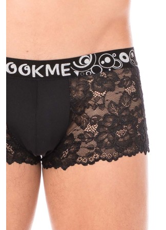 Boxer noir en dentelle délicate - LM2006-67BLK