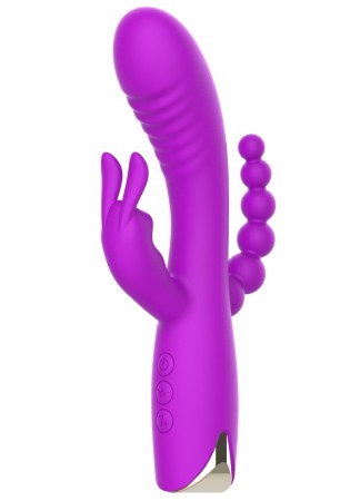 Vibromasseur triple stimulation très puissant violet USB - WS-NV062PUR