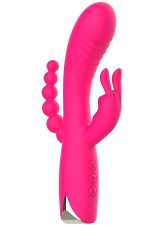 Vibromasseur triple stimulation très puissant rose USB - WS-NV062PNK