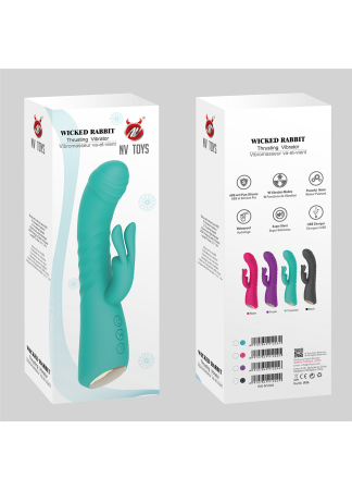 Vibromasseur rabbit rose chauffant avec fonction va-et-vient, USB - WS-NV040