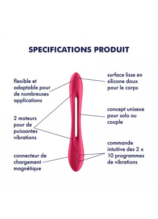 Sextoy flexible multifonction, vibromasseur, cockring, stimulateur de clitoris USB Elastic Joy Satisfyer - CC597800