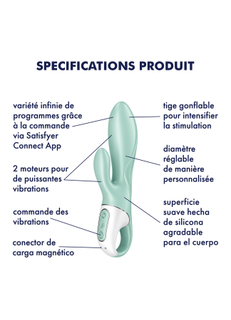 Vibromasseur rabbit gonflant connecté, USB Air Pump Bunny 5 Satisfyer - CC597801