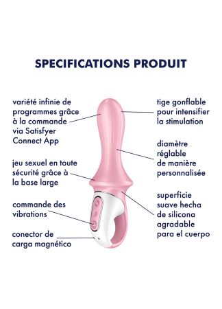 Vibromasseur anal gonflant connecté rose USB Air Pump Booty 5 Satisfyer - CC597803