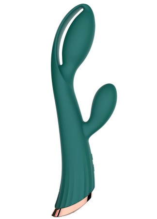 Vibromasseur vert avec stimulateur de clitoris LRIS USB - LRISGREEN