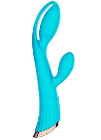 Vibromasseur bleu avec stimulateur de clitoris LRIS USB - LRISBLUE