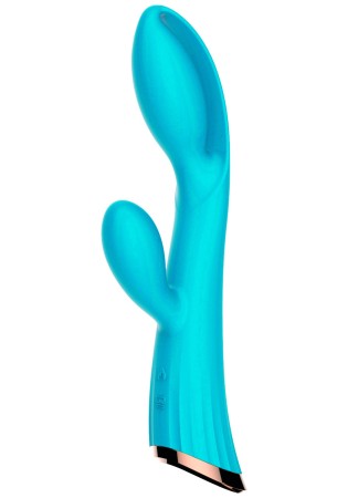 Vibromasseur bleu avec stimulateur de clitoris LRIS USB - LRISBLUE