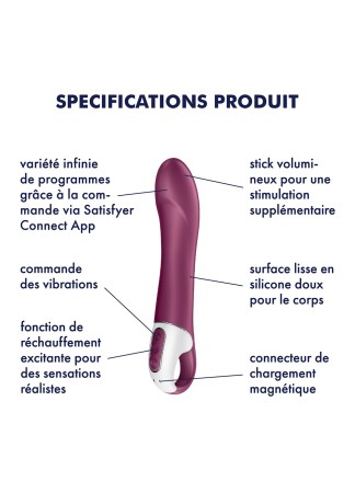 Vibromasseur chauffant connecté USB rouge Big Heat Satisfyer - CC597784