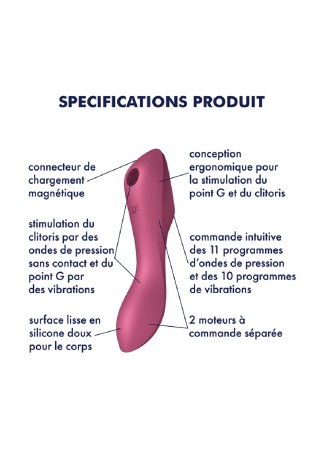 2 en 1 Stimulateur de clitoris et vibromasseur Curvy Trinity 3 rouge Satisfyer - CC597772