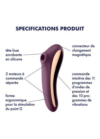 2 en 1 Stimulateur de clitoris et vibromasseur Dual kiss rouge Satisfyer - CC597774