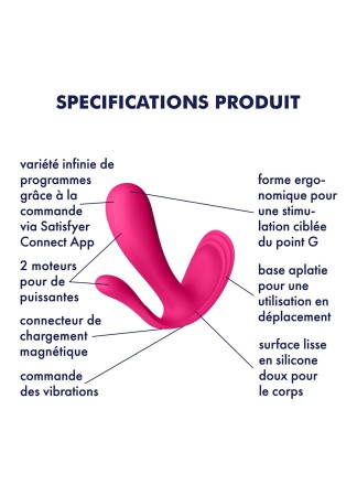 3 en 1 Vibromasseurs et stimulateur clitoridien rose connecté Top Secret  Satisfyer - CC597755